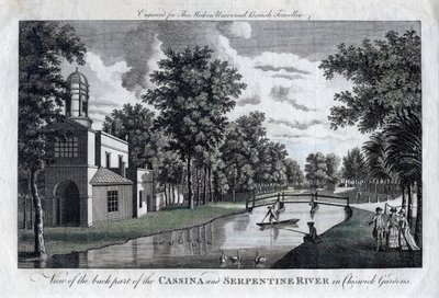 Vista de la parte trasera de la Cassina y el río Serpentine en los jardines de Chiswick, Londres de Unbekannt