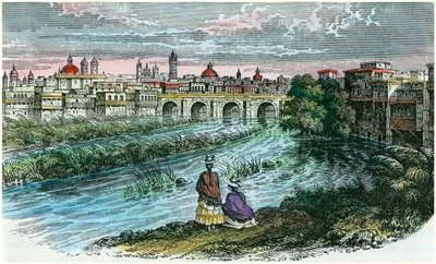 Vista de la ciudad de Lima, la capital de Perú, desde el río Rímac, c1875 de Unbekannt