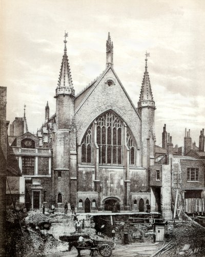Vista del extremo este de Guildhall y la Antigua Biblioteca, Ciudad de Londres, 1886 de Unbekannt