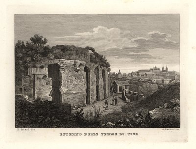 Vista del exterior de las Termas de Tito, Terme di Tito de Unbekannt