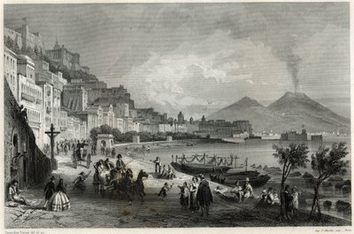 Vista del puerto y la ciudad de Nápoles en el siglo XIX, en el libro sobre el Mediterráneo de Louis Enault de Unbekannt