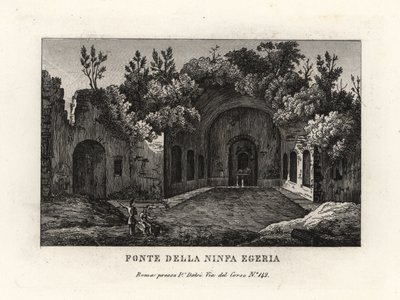 Vista del manantial de la ninfa Egeria, Ninfeo de Egeria, Roma de Unbekannt