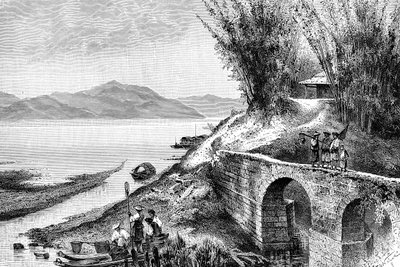 Vista en el alto Yang-Tze-Kiang, c1890 de Unbekannt