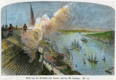 Vista sobre el río San Lorenzo desde la ciudadela de Quebec, Canadá, c. 1875 de Unbekannt