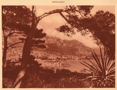 Vista tomada de Monte-Carlo desde Mónaco, 1930 de Unbekannt