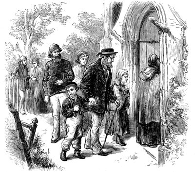 Aldeanos yendo a la iglesia el domingo, Londres, 1872 de Unbekannt