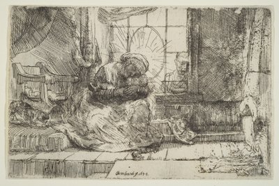 Virgen y Niño con el gato: y José en la ventana, 1654 de Unbekannt
