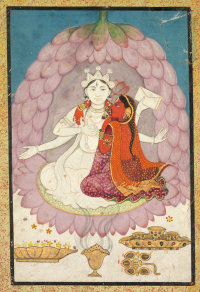 Vishnu y Lakshmi Sentados en una Flor de Loto, principios de 1800s de Unbekannt