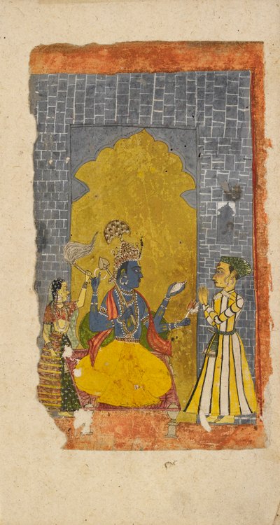Vishnu entronizado con devoto principesco de pie ante él de Unbekannt