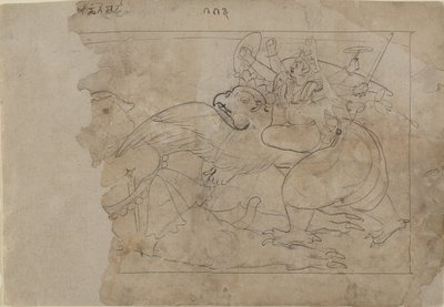 Vishnu en Garuda Matando a un Demonio, mediados del siglo XVIII de Unbekannt