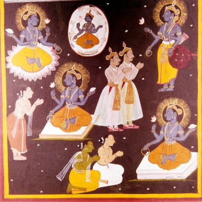 Vishnu adorado en cinco manifestaciones, c1690 de Unbekannt