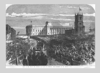 Visita del Príncipe y la Princesa de Gales a Liverpool. La Procesión a St. Georges Hall, 1865 de Unbekannt