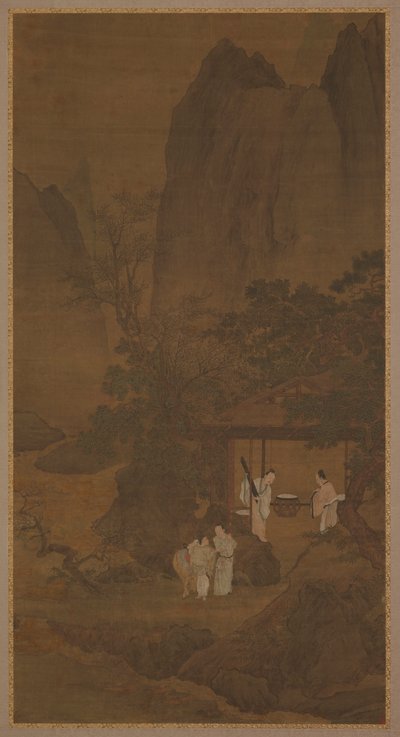 Visitante a un retiro en la montaña, dinastía Ming, siglo XVI de Unbekannt