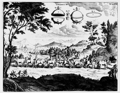 Demostración de Von Guericke de la fuerza de la presión del aire de Unbekannt