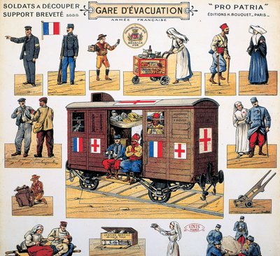 Vagón de tren de la Cruz Roja durante la Primera Guerra Mundial, c 1916-1918 de Unbekannt