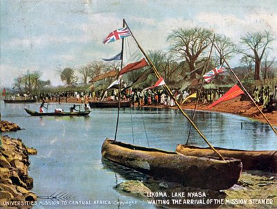 Esperando la llegada del vapor misionero, Likoma, Lago Nyasa, África, 1904 de Unbekannt