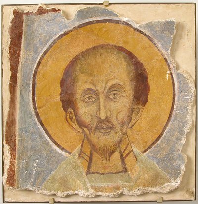 Pintura mural de un santo masculino, bizantino, siglo XII, restauración moderna de Unbekannt