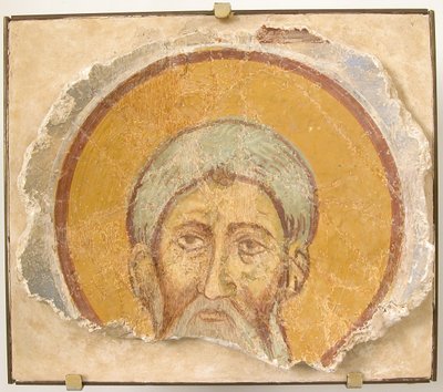 Pintura mural de un santo masculino, siglo XII, restauración moderna de Unbekannt