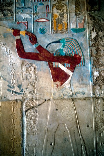 Pintura mural que representa al dios Thoth, templo de Ramsés III, Medinet Habu, Egipto, c1187-c1156 a.C. de Unbekannt