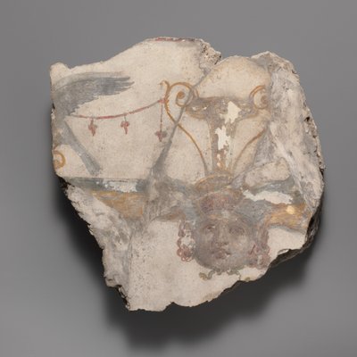 Fragmento de pintura mural con máscara de Gorgona, ca. d.C. 14-68 de Unbekannt