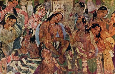 Pintura mural de las Cuevas de Ajanta de Raja Mahajanaka, c480 de Unbekannt