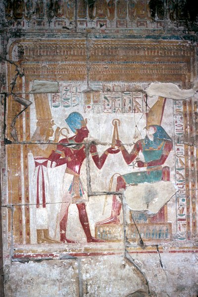Pintura mural de Sethos I ante Horus, Templo de Sethos I, Abydos, Egipto, dinastía XIX, c. 1280 a.C. de Unbekannt