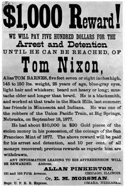 Cartel de búsqueda del forajido Tom Nixon, c1877 1954 de Unbekannt