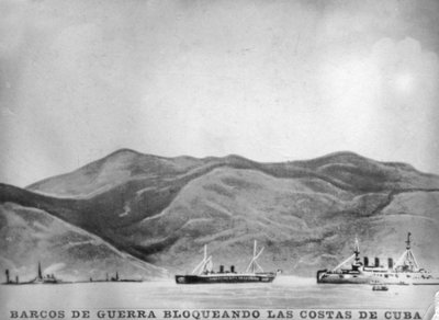Buques de guerra bloqueando la costa de Cuba, 1898 de Unbekannt