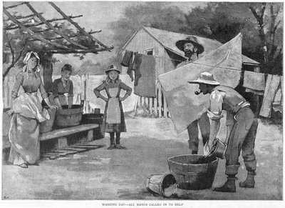 Día de lavado - Todos llamados a ayudar, 1889 de Unbekannt