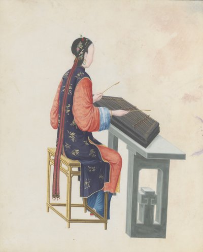 Acuarela de músico tocando yangqin de Unbekannt