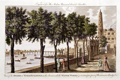 Obras hidráulicas en York Buildings, Strand, suministrando agua a Londres desde el Támesis, 1790 de Unbekannt