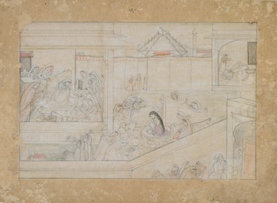 Preparativos de boda: folio de una serie de Nala-Damayanti, 1775-1800 de Unbekannt