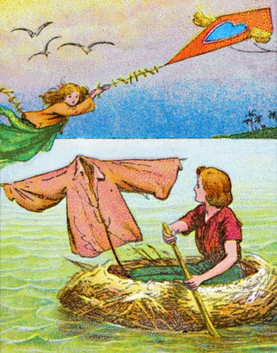 Wendy y Peter escapan, c1905 de Unbekannt