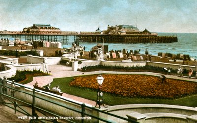 Muelle Oeste y Jardines Italianos, Brighton, Sussex, 1928 de Unbekannt