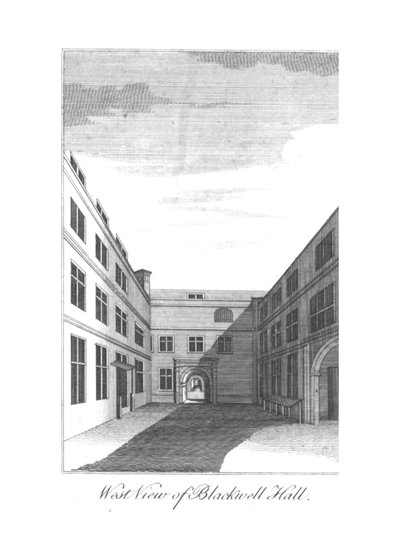 Vista oeste de Blackwell Hall, c1750-1800 de Unbekannt