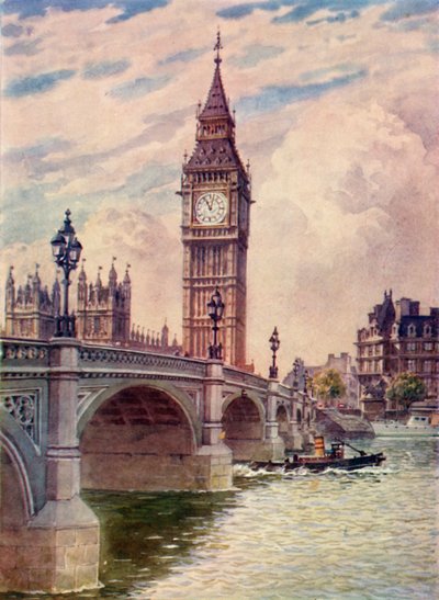 Puente de Westminster y Big Ben, c1948 de Unbekannt