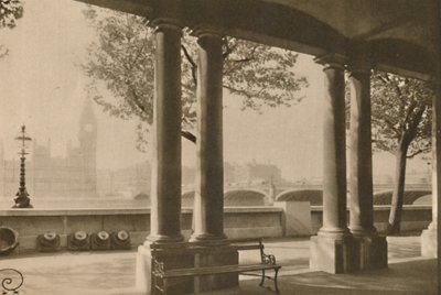 Puente de Westminster y Big Ben desde la terraza del Hospital St. Thomas, c1935 de Unbekannt