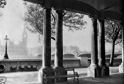 Puente de Westminster y Big Ben desde la terraza del Hospital de St. Thomas, 1926-1927 de Unbekannt