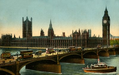Puente de Westminster y las Casas del Parlamento, Londres, c. 1910 de Unbekannt