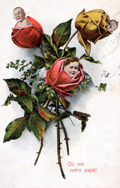 ¿Dónde está nuestro papá?, Postal francesa, c. 1900 de Unbekannt
