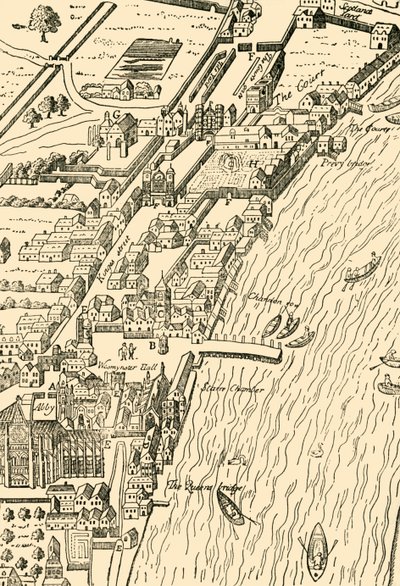 Whitehall y Westminster. Del Mapa de Aggas, 1881 de Unbekannt