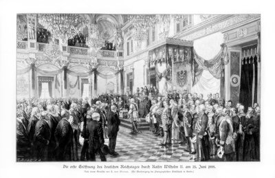 Guillermo II y los ministros en la apertura del Reichstag, 25 de junio de 1888 de Unbekannt