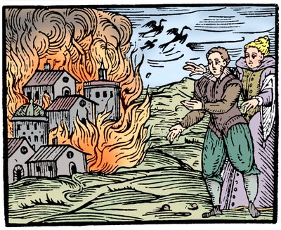 Brujas destruyendo una casa por fuego - Suabia, 1533 de Unbekannt