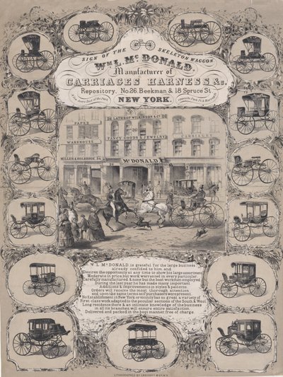Wm. L. McDonald, Fabricantes de Arneses para Carruajes & Co. Repositorio, No. 26 Beekman & 1..., 1852-86 de Unbekannt