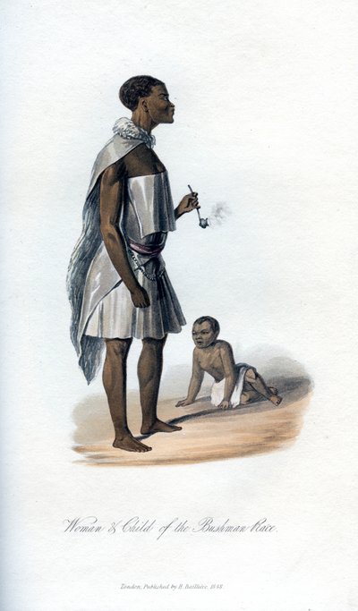 Mujer y niño de la raza bosquimana, 1848 de Unbekannt