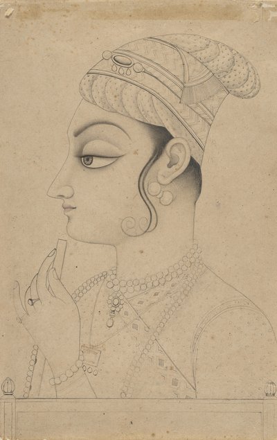 Mujer sosteniendo una flauta y vestida como Krishna, mediados a finales del siglo XVIII de Unbekannt