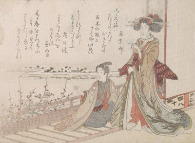 Mujer y joven en una veranda, 1806 de Unbekannt