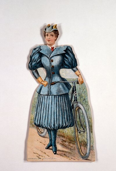 Mujer en vestido de ciclismo, estadounidense, c. 1900 de Unbekannt