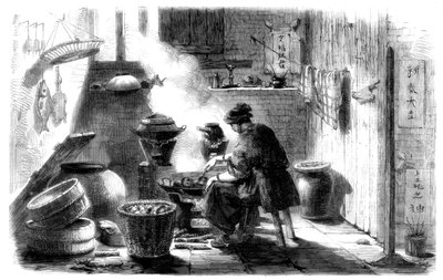 Mujer preparando pasteles para el Año Nuevo Chino, 1861 de Unbekannt