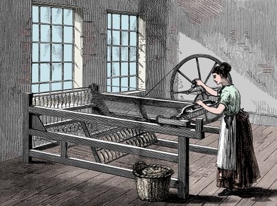 Mujer usando una Spinning Jenny, c1880 de Unbekannt